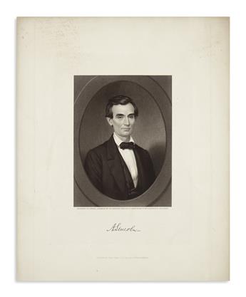 (PRINTS--1860 CAMPAIGN.) Sartain, Samuel, engraver; after Brown. Both states of Sartains early campaign portrait.